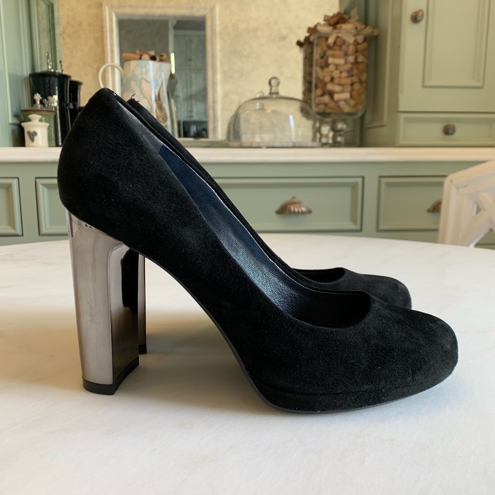 Kenneth Cole Black Heels with Silver Block Heel